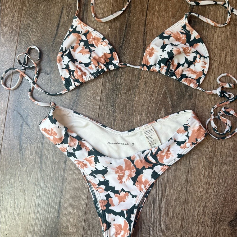 Abercrombie & Fitch Floral Bikini - Black and Cream